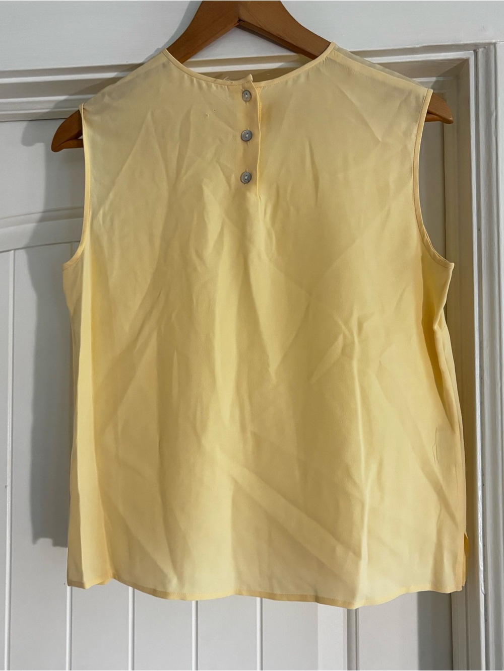 Minimalist Women's Sleeveless Shell Top in Pale Yellow 100%SILK